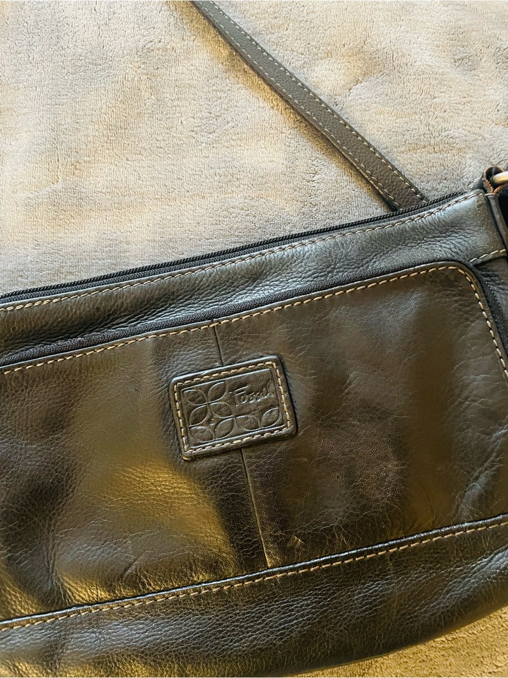Fossil Black Leather Shoulder Crossbody Bag